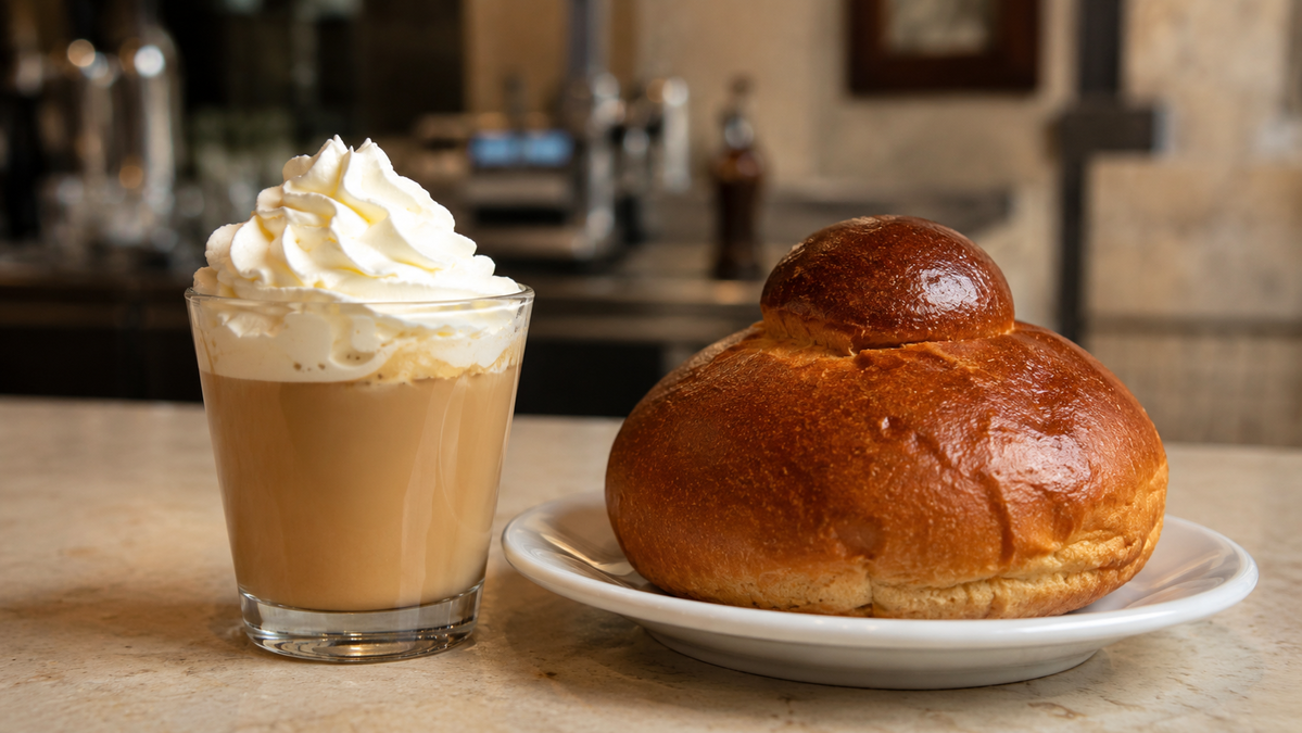 Caffè alla panna e brioche dorata