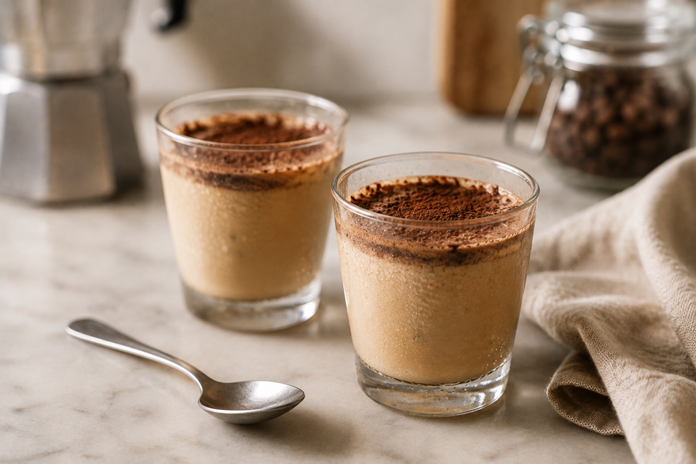Caffè del nonno servito con cacao amaro