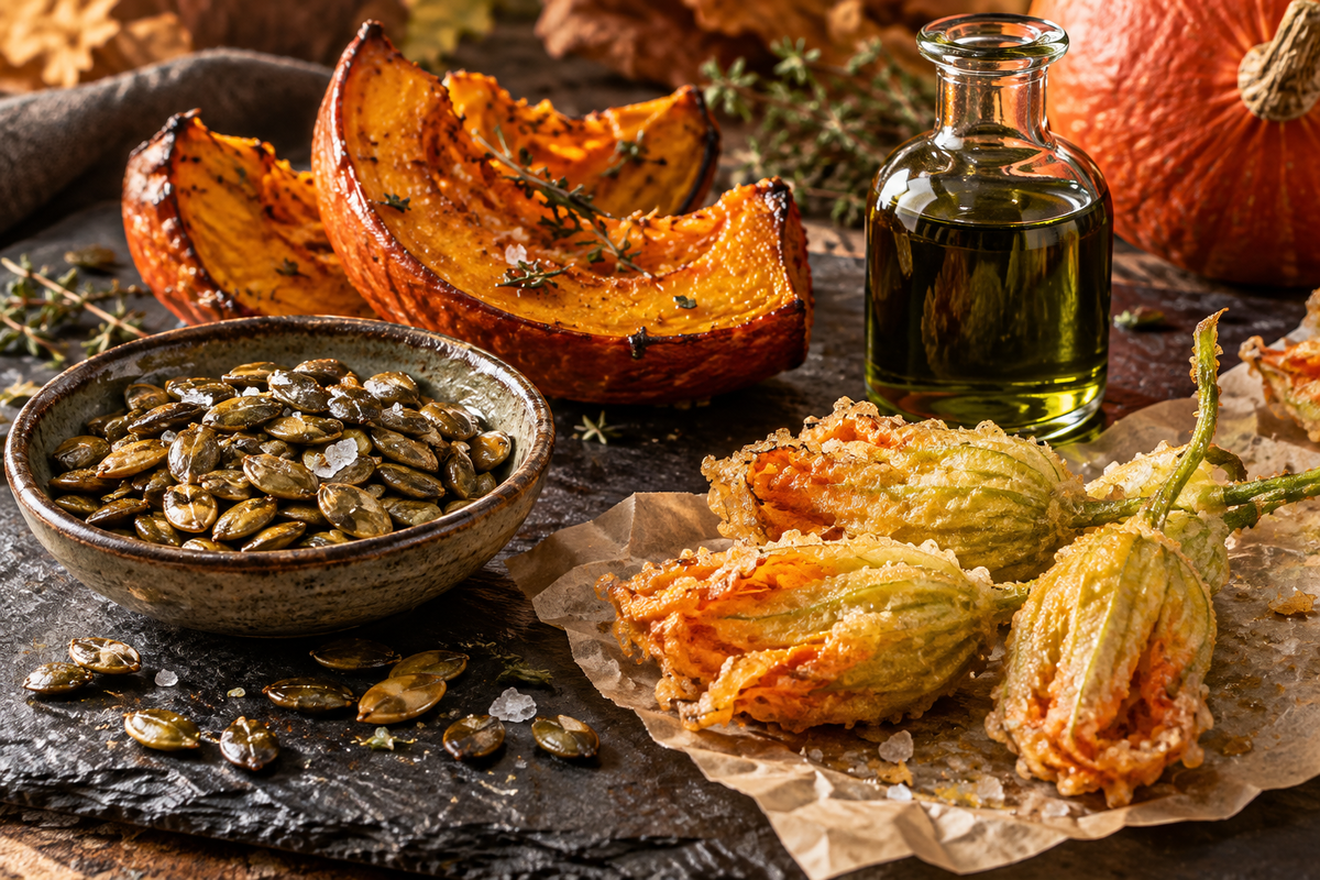 polpe, semi e fiori della zucca